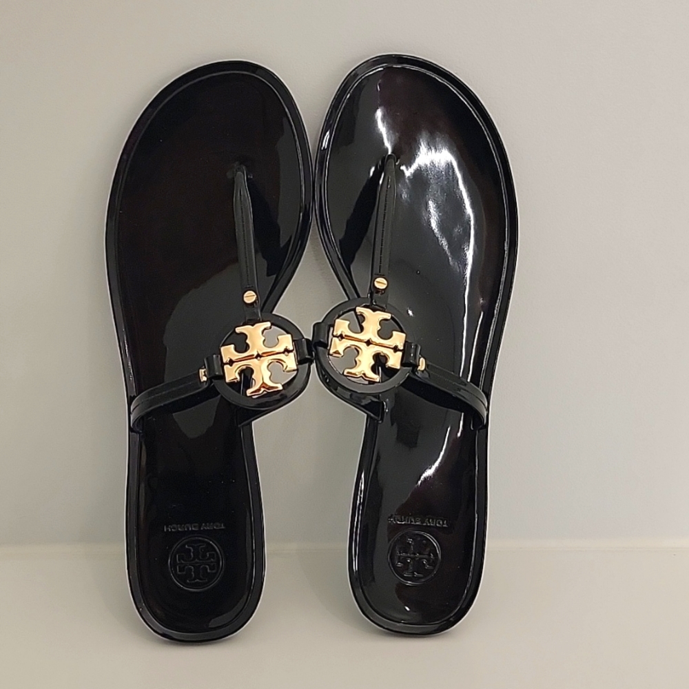 Black and Gold, Tory Burch Sandals, size 11, worn once
